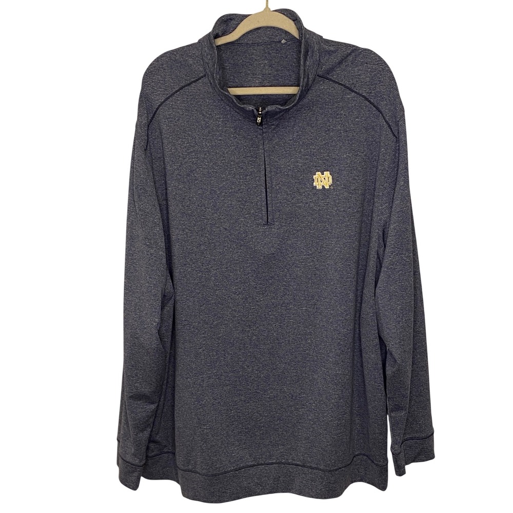 Cutter & Buck Notre Dame Fighting Irish Pullover Quarter Zip Blue Heathered‎ XXL